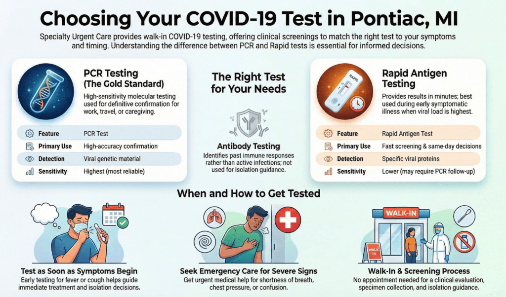 COVID-19 Testing in Pontiac MI Infographic